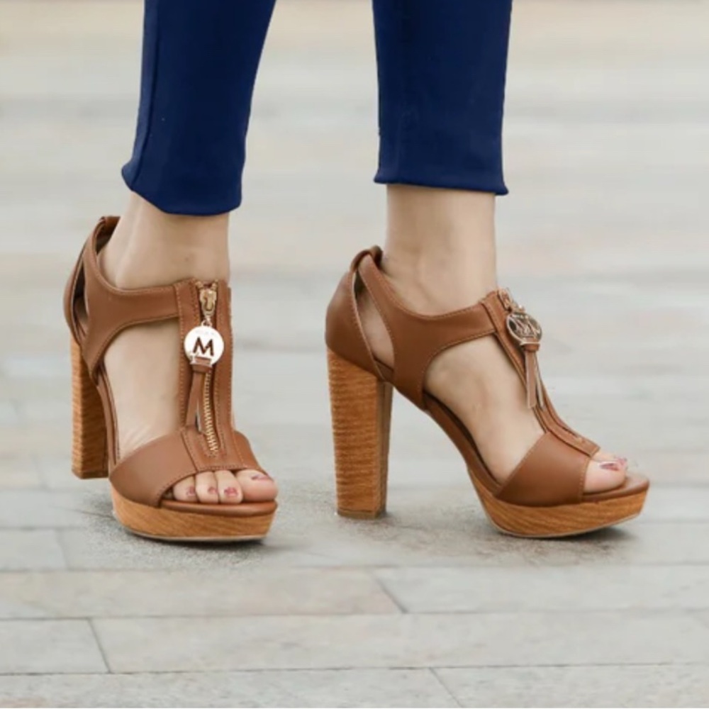 MKF - Brown Leather High Heel Sandals
